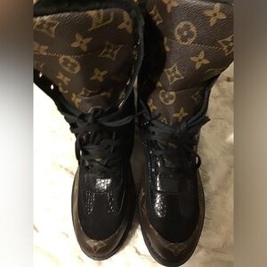 Louis Vuitton Black and Brown Monogram Boots